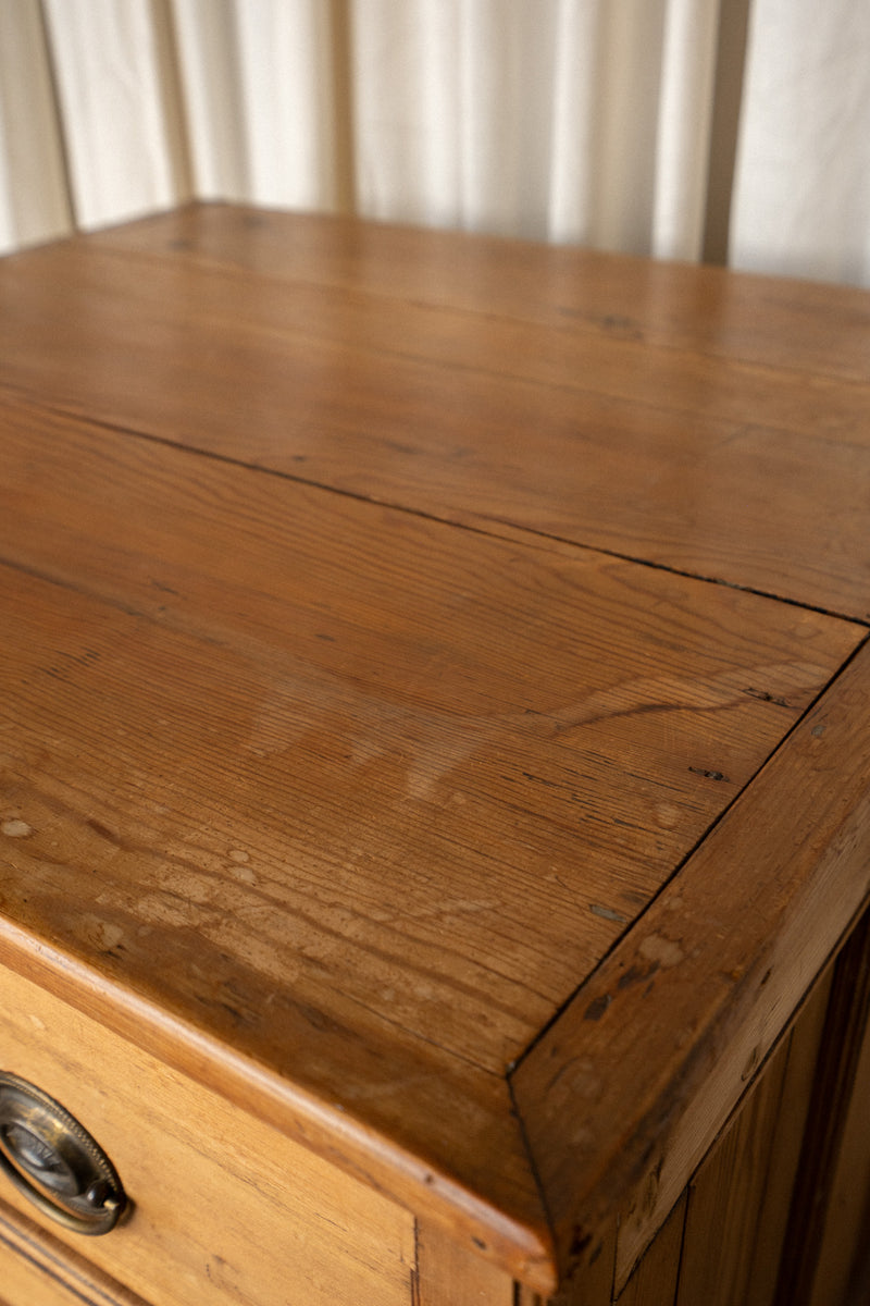 Tall Pine Kitchen Cupboard | Square Cabinet with Carved Detail - IDYLL MANOR