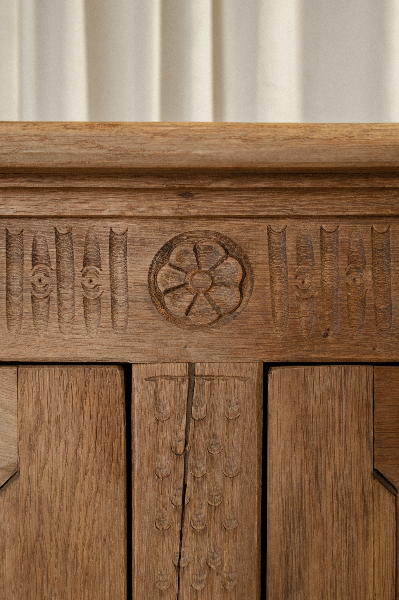 Spanish Oak Cupboard | Large 6 Door Carved Cabinet - IDYLL MANOR