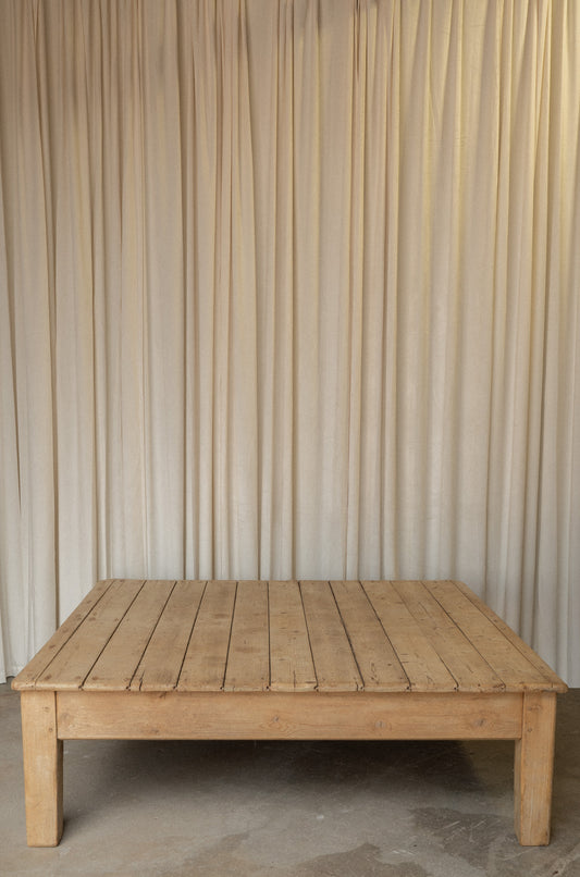 Large Victorian Pine Coffee Table | Square Antique Center Table - IDYLL MANOR