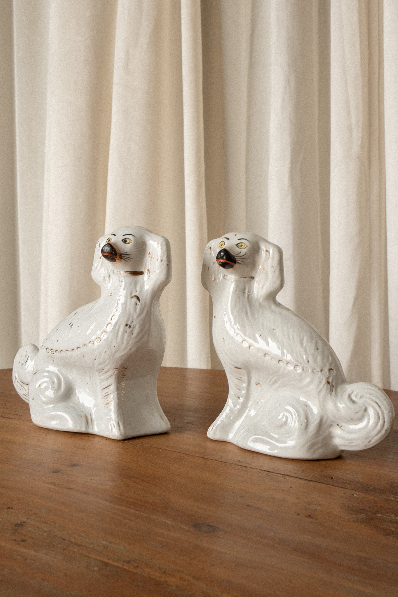 Staffordshire Dogs | Antique Mantel Spaniels (Set of 2) - IDYLL MANOR