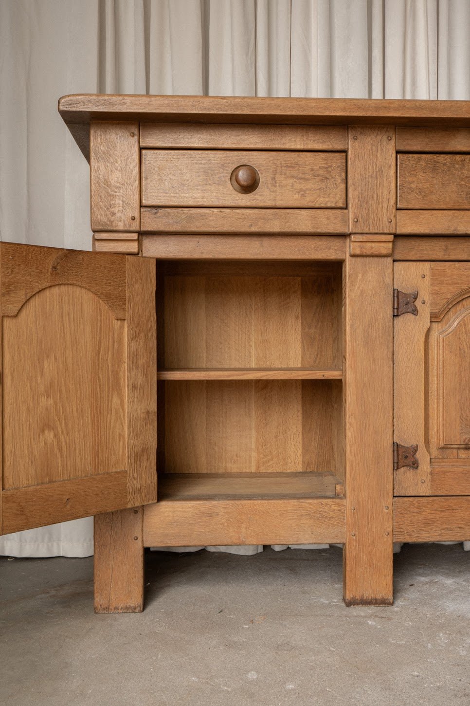 1930s XL French Oak Sideboard | Antique 4 Door Cabinet with Drawers - IDYLL MANOR