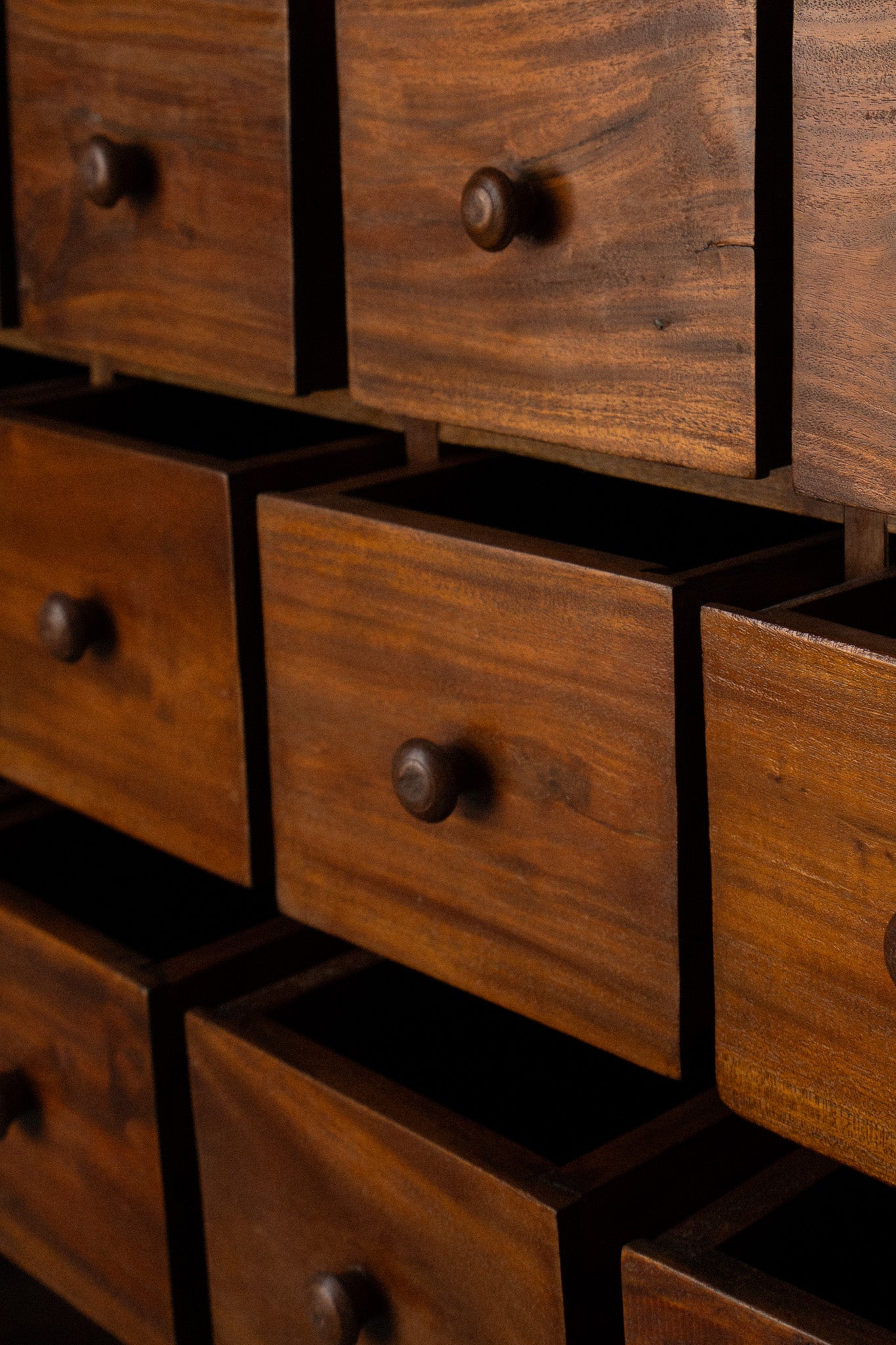 Apothecary Bookcase | Oak 18 Drawer Storage Piece - IDYLL MANOR