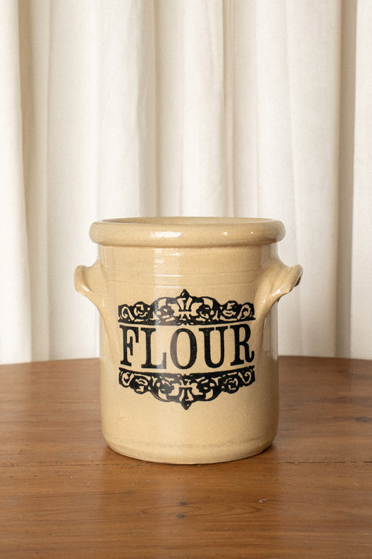 Moira Pottery Flour Jar | Beige Stoneware Kitchen Canister - IDYLL MANOR