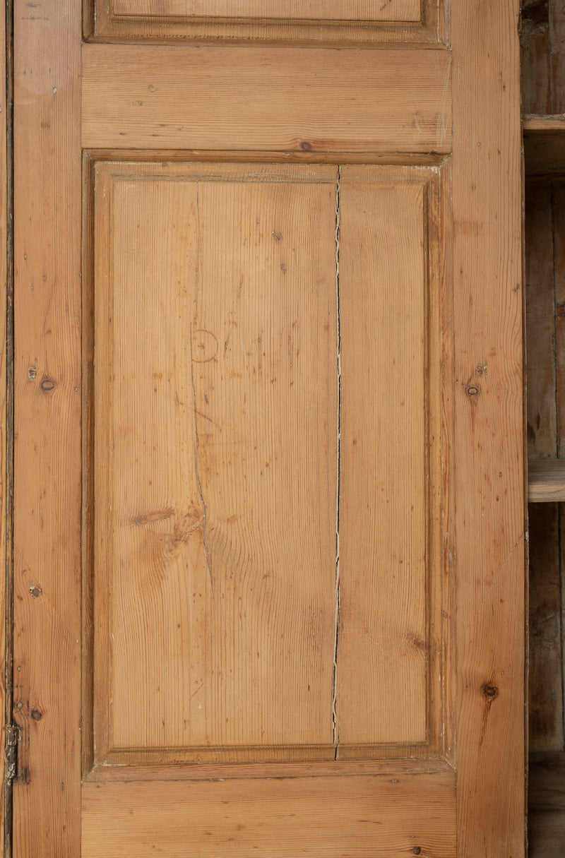 19th Century Victorian Pine Cupboard | Antique Light Pine Armoire Cabinet - IDYLL MANOR