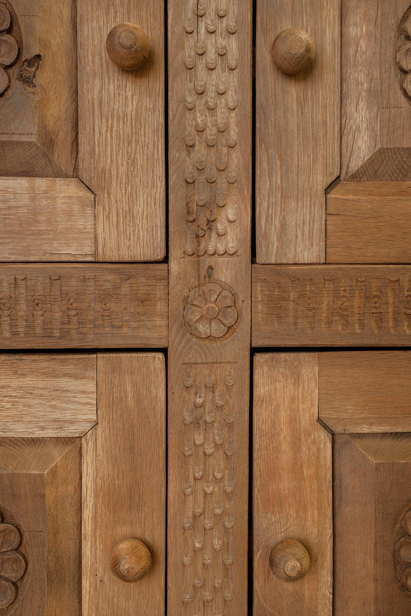 Spanish Oak Cupboard | Large 6 Door Carved Cabinet - IDYLL MANOR