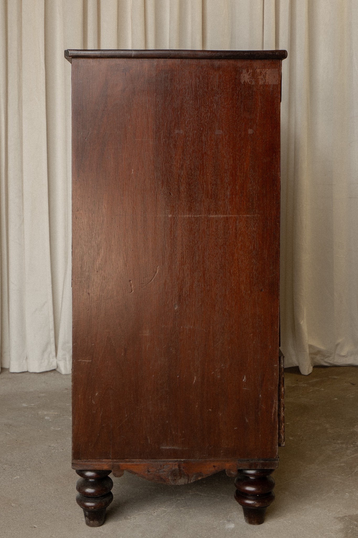 Victorian Mahogany Chest of Drawers | Antique 2 Over 3 Dresser with Carved Detail - IDYLL MANOR