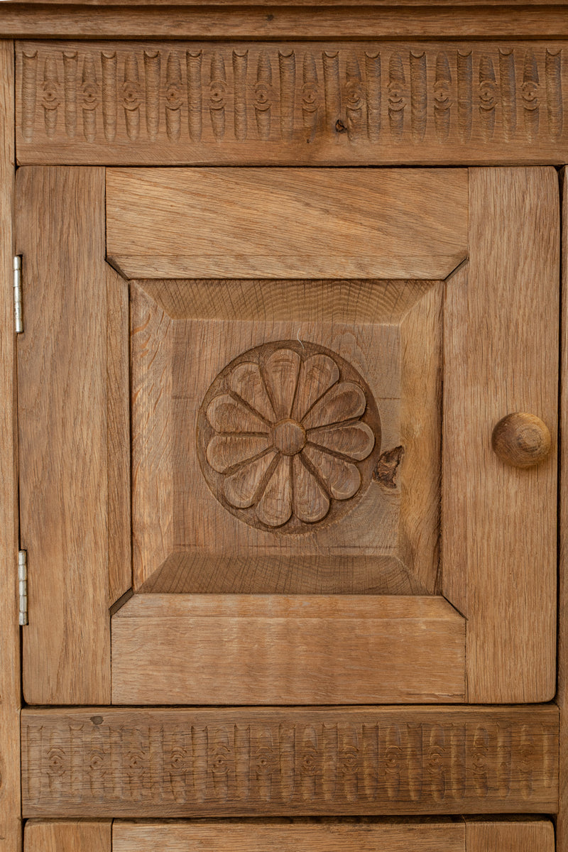 Spanish Oak Cupboard | Large 6 Door Carved Cabinet - IDYLL MANOR