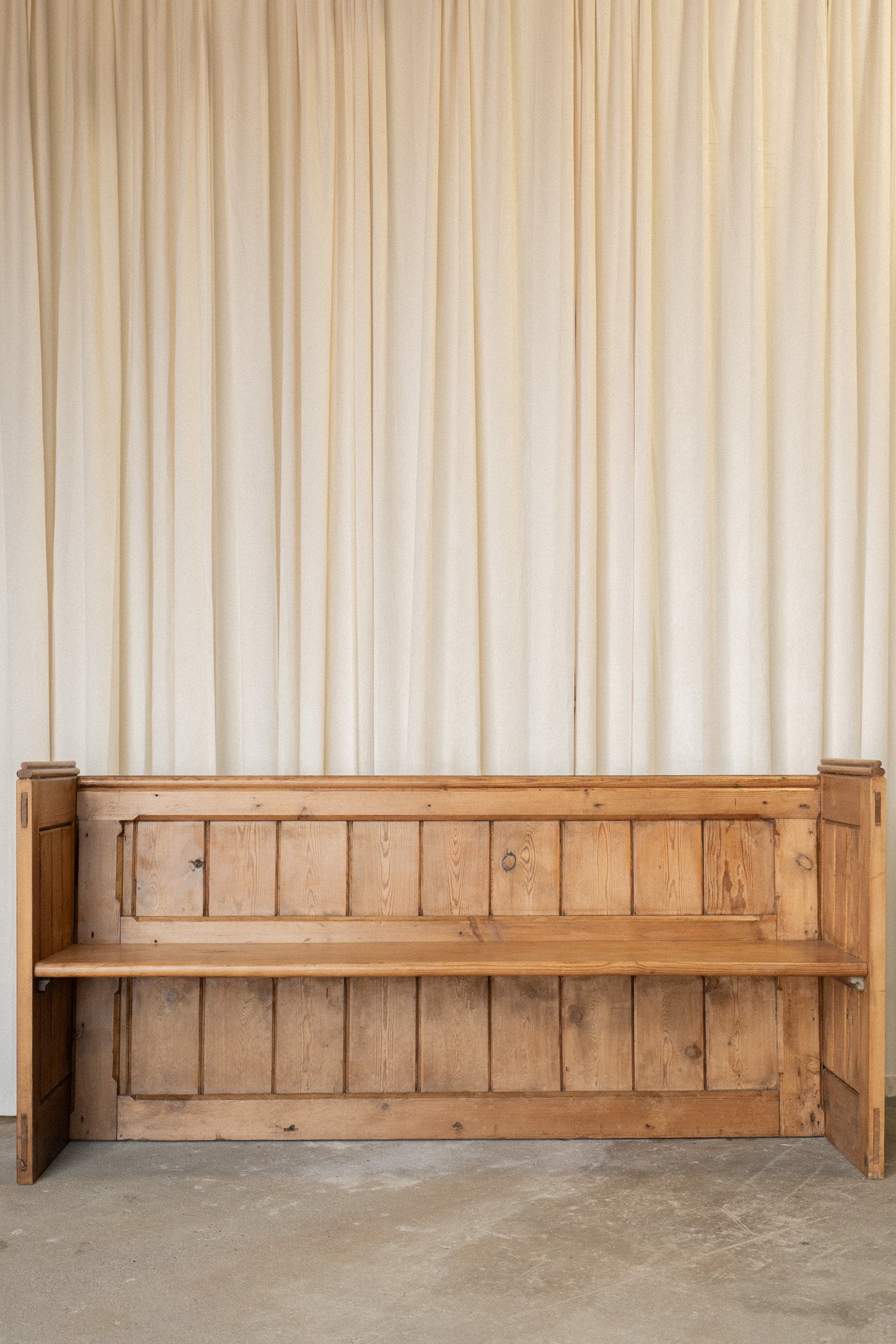 Large Vintage Pine Settle Bench | Rustic English Hall Bench - IDYLL MANOR