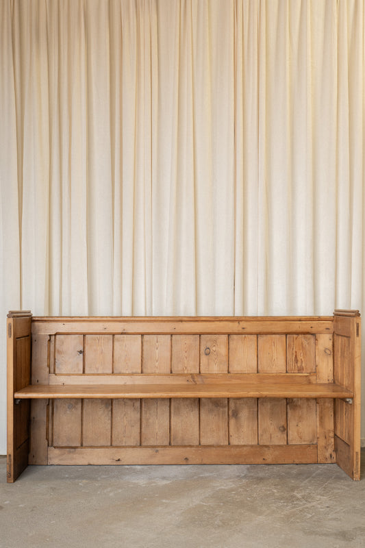 Large Vintage Pine Settle Bench | Rustic English Hall Bench - IDYLL MANOR