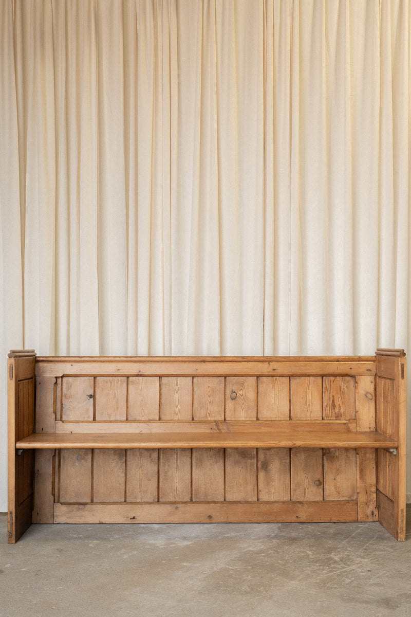 Large Vintage Pine Settle Bench | Rustic English Hall Bench - IDYLL MANOR