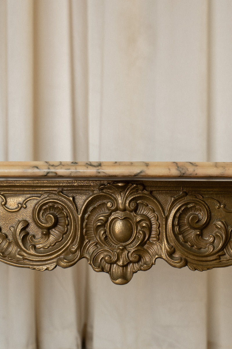 Louis XV Style Marble Top Coffee Table | Metal Base Side Table - IDYLL MANOR