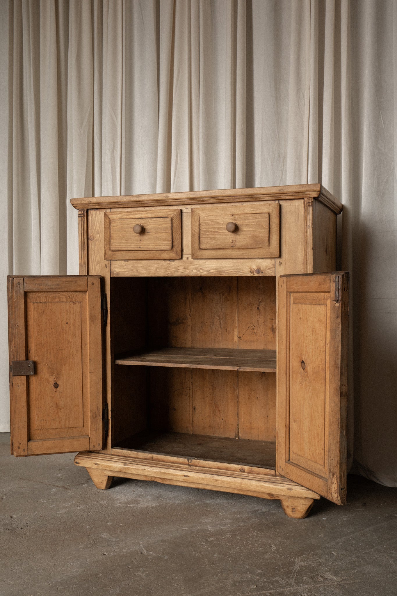 Antique Pine Storage Cabinet | 2 Door 2 Drawer - IDYLL MANOR