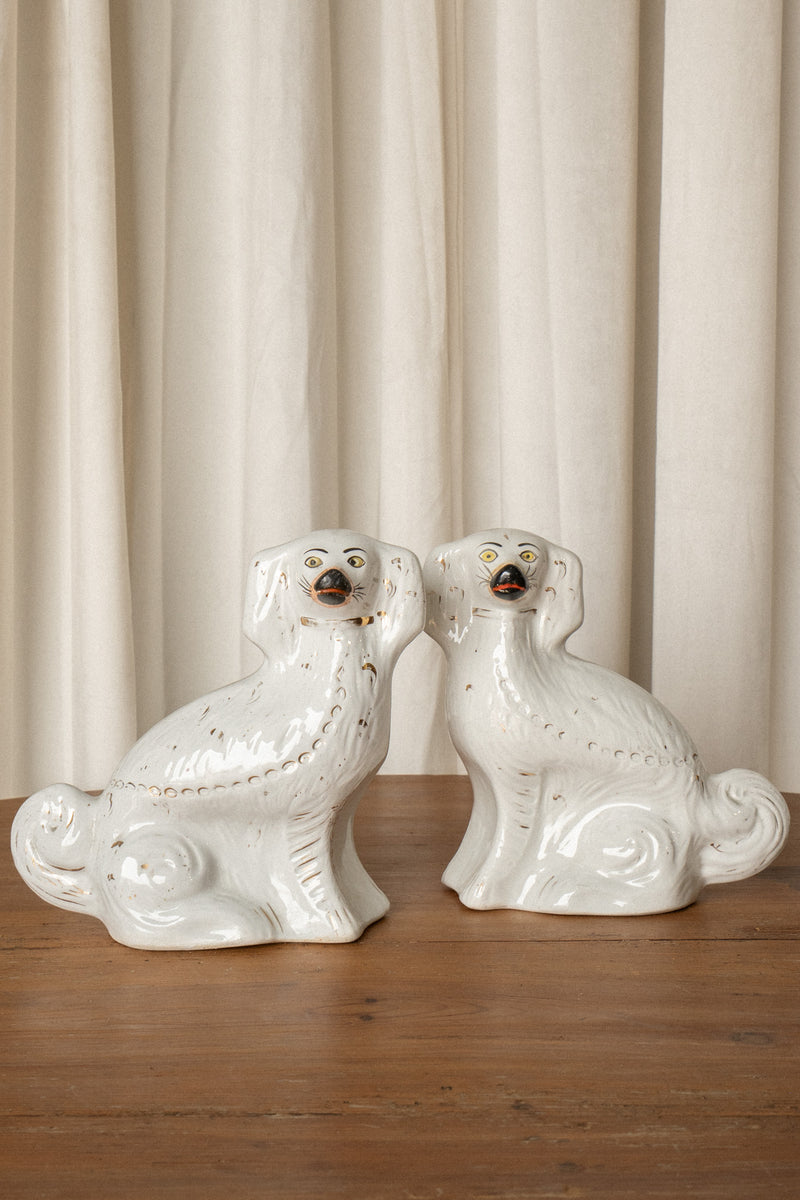 Staffordshire Dogs | Antique Mantel Spaniels (Set of 2) - IDYLL MANOR