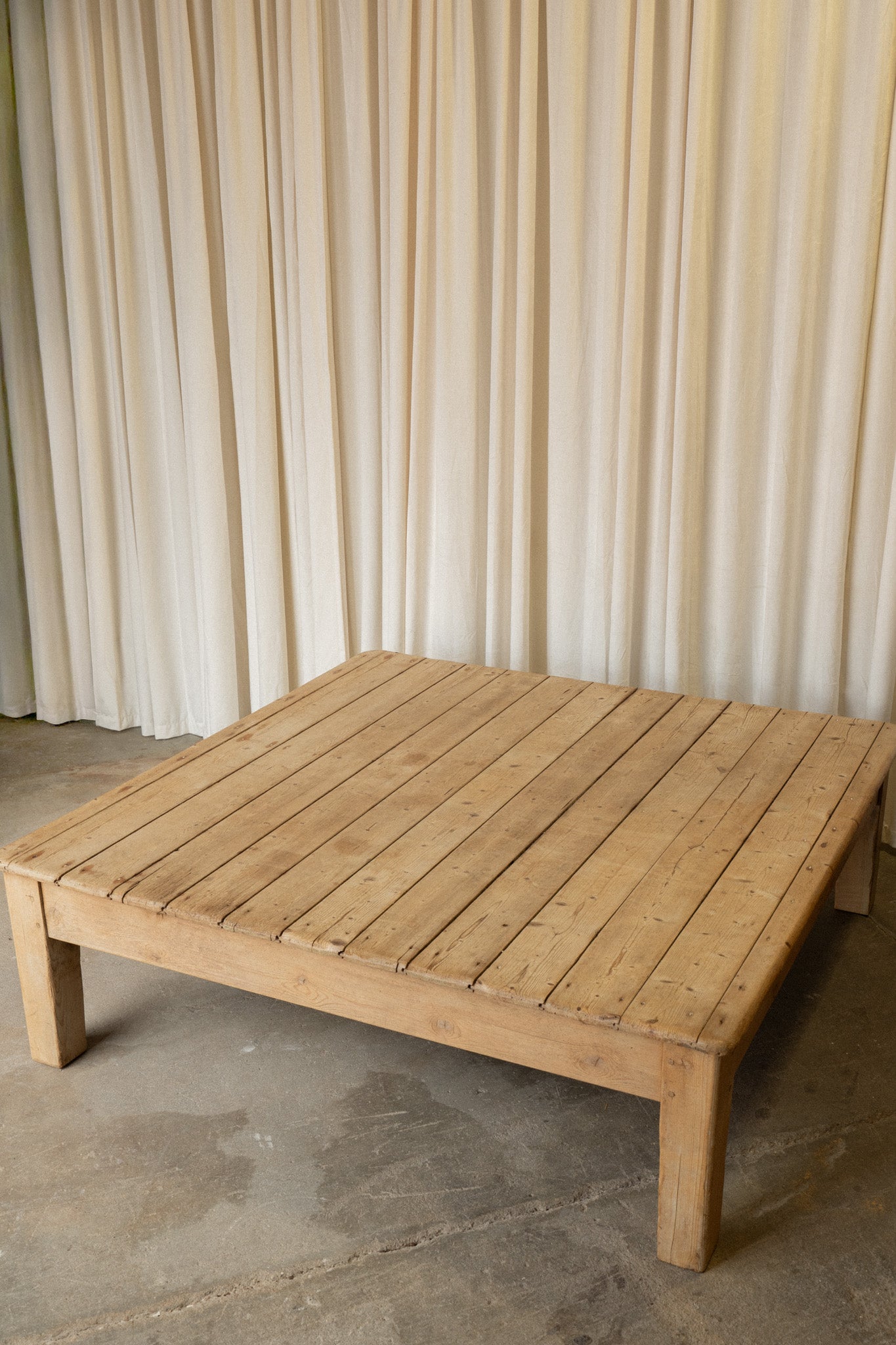 Large Victorian Pine Coffee Table | Square Antique Center Table - IDYLL MANOR