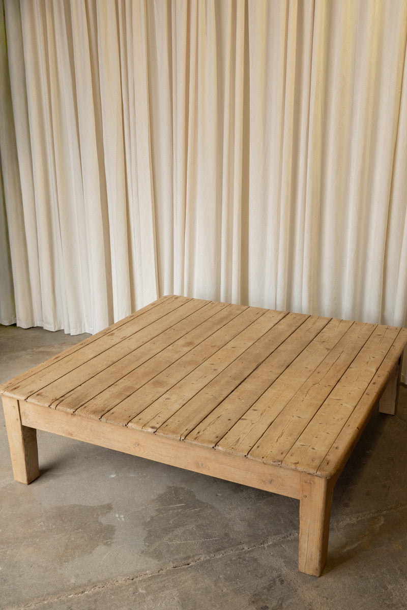 Large Victorian Pine Coffee Table | Square Antique Center Table - IDYLL MANOR