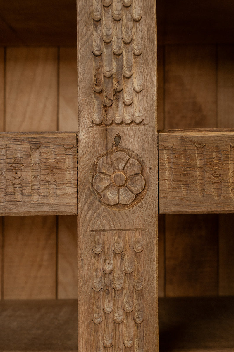 Spanish Oak Cupboard | Large 6 Door Carved Cabinet - IDYLL MANOR