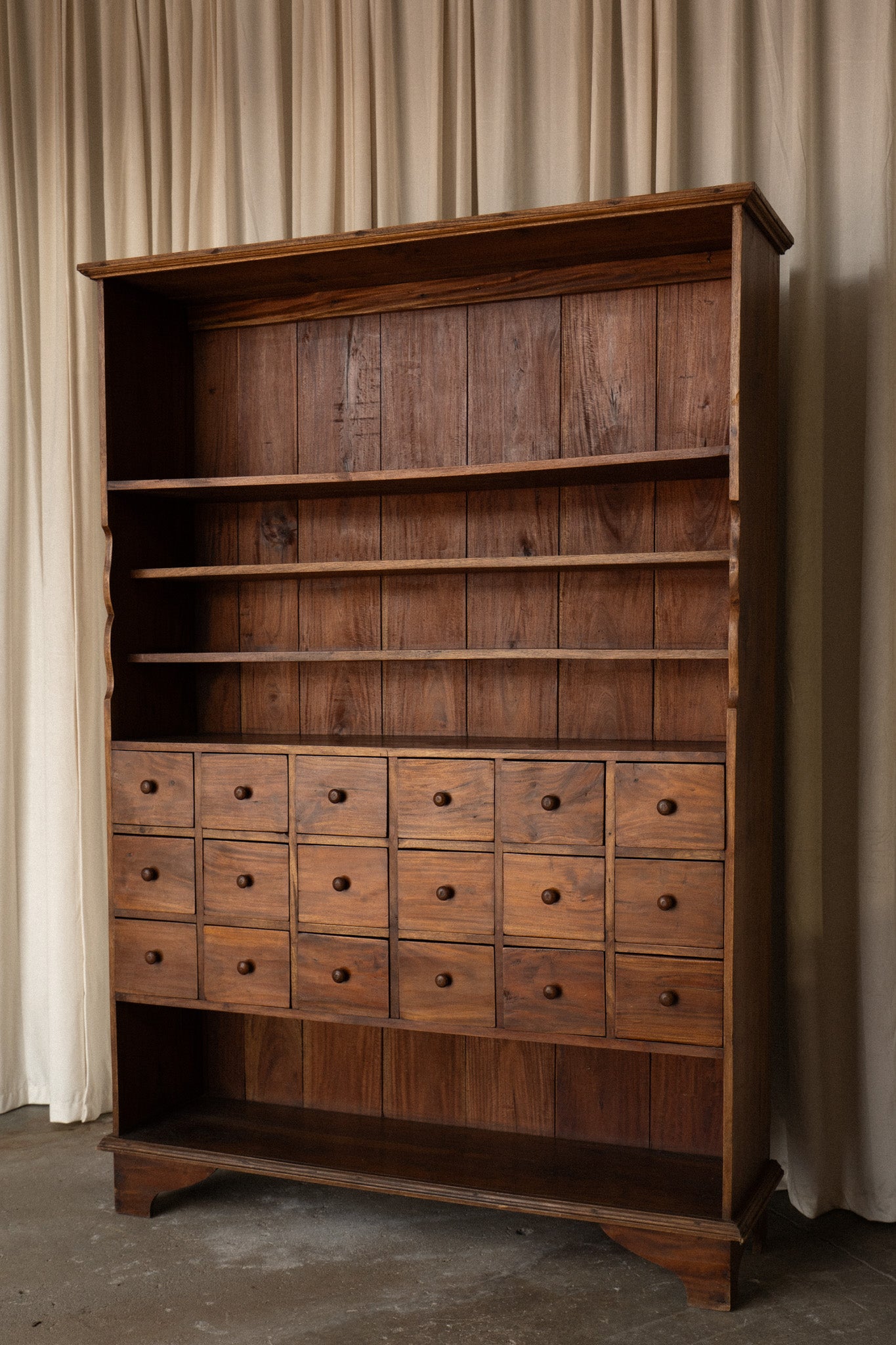 Apothecary Bookcase | Oak 18 Drawer Storage Piece - IDYLL MANOR