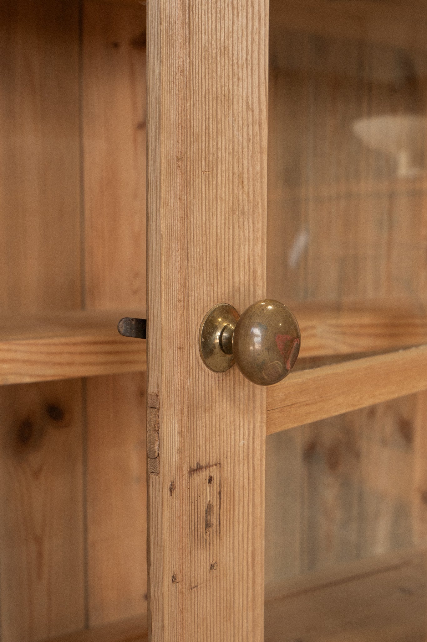 Antique Pine Glazed Display Cabinet | Countertop Bookcase Hutch - IDYLL MANOR