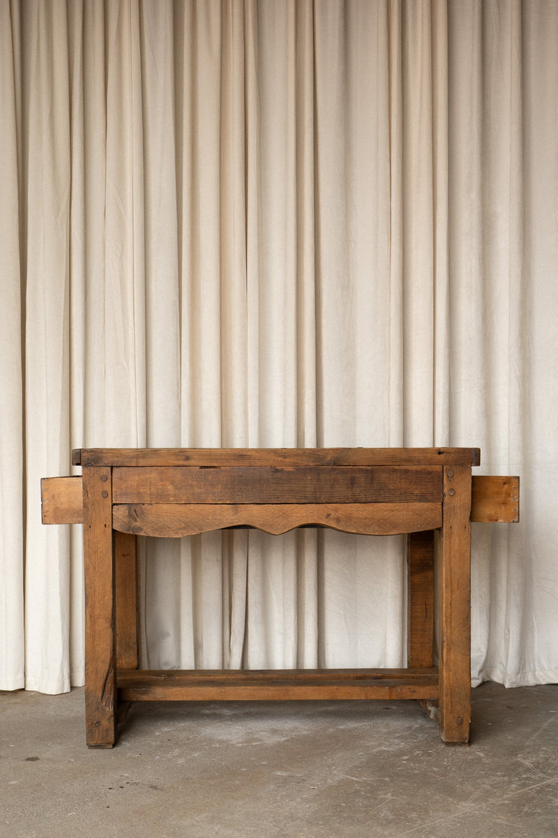 Pine Kitchen Prep Table | 2 Drawers - IDYLL MANOR