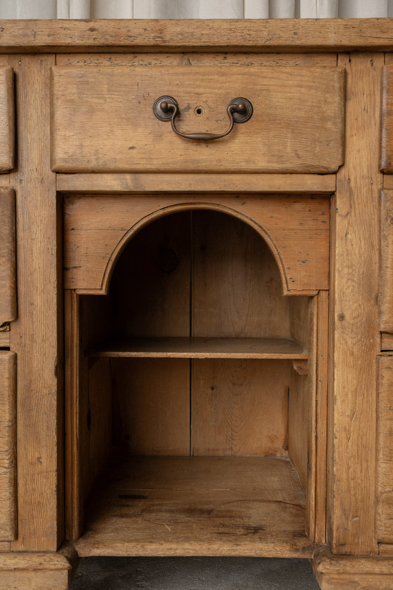 Victorian Pine Sideboard | Antique 7 Drawer Server with Bun Feet - IDYLL MANOR