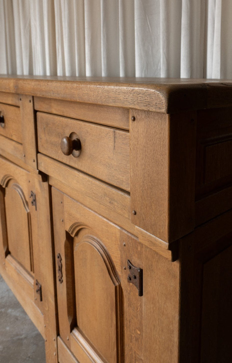 1930s XL French Oak Sideboard | Antique 4 Door Cabinet with Drawers - IDYLL MANOR