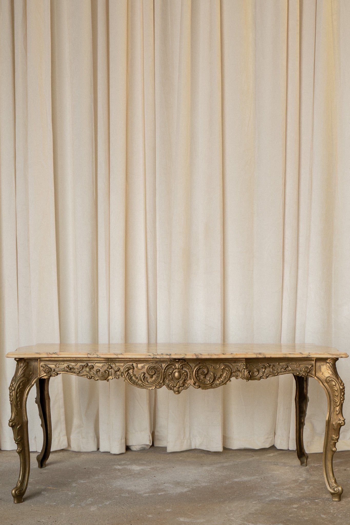 Louis XV Style Marble Top Coffee Table | Metal Base Side Table - IDYLL MANOR