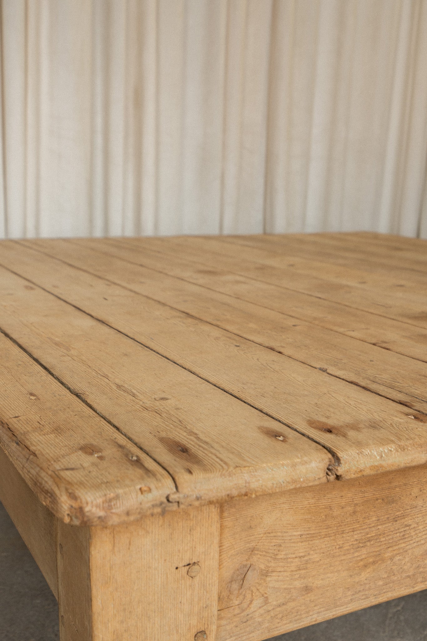 Large Victorian Pine Coffee Table | Square Antique Center Table - IDYLL MANOR