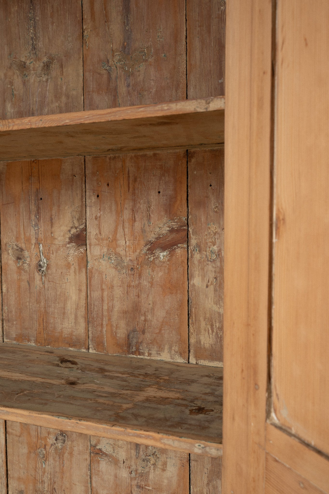 19th Century Victorian Pine Cupboard | Antique Light Pine Armoire Cabinet - IDYLL MANOR