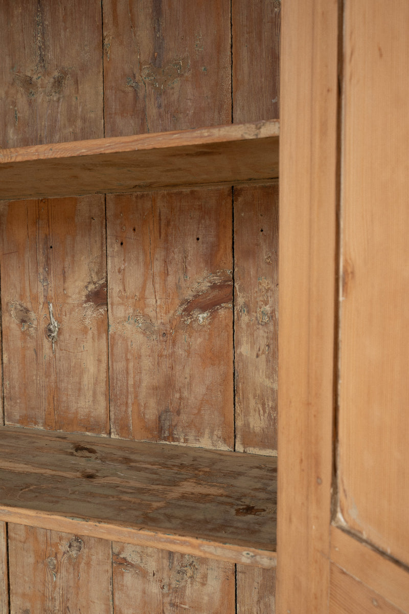 19th Century Victorian Pine Cupboard | Antique Light Pine Armoire Cabinet - IDYLL MANOR