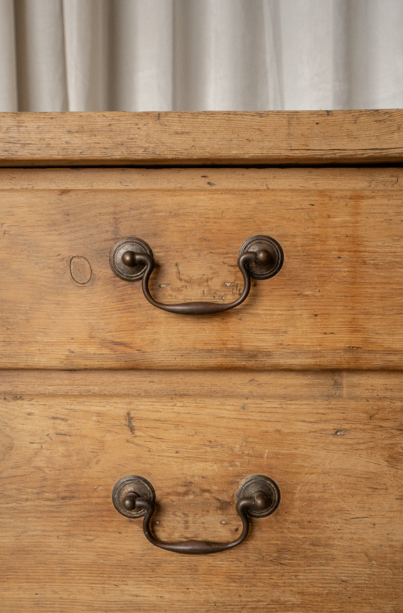 Victorian Pine Sideboard | Antique 7 Drawer Server with Bun Feet - IDYLL MANOR