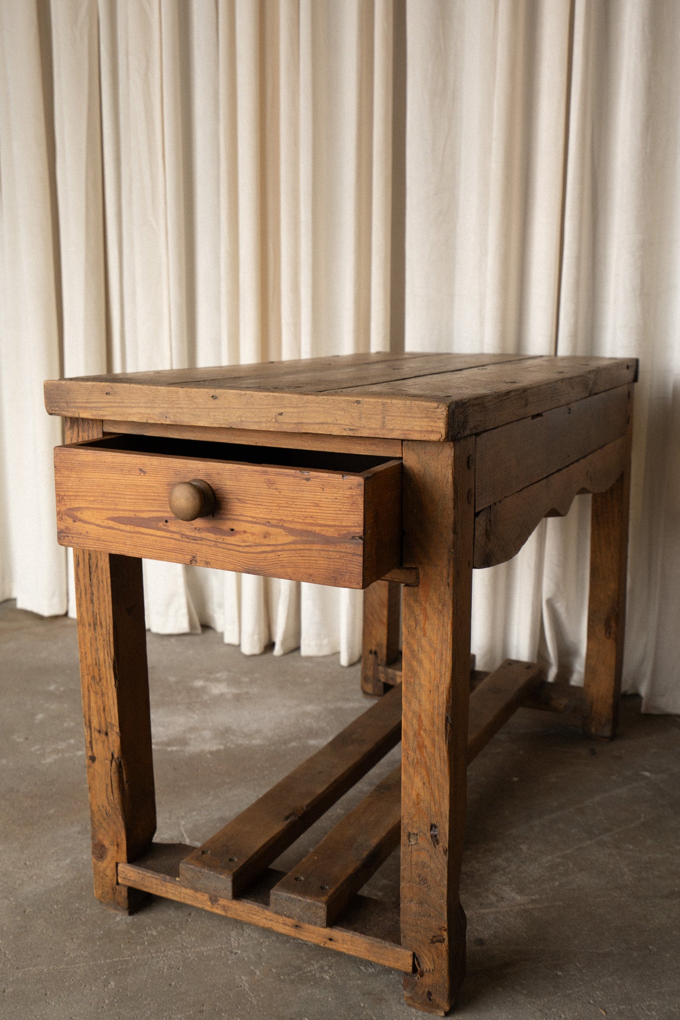 Pine Kitchen Prep Table | 2 Drawers - IDYLL MANOR