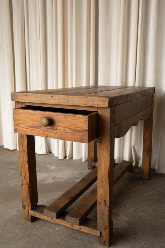 Pine Kitchen Prep Table | 2 Drawers - IDYLL MANOR
