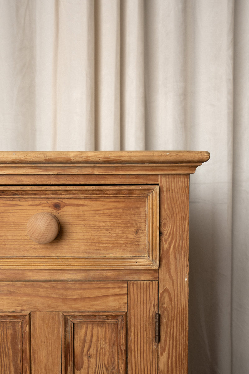Antique Pine Sideboard | 3 Drawer 3 Door Cabinet with Plinth Base - IDYLL MANOR