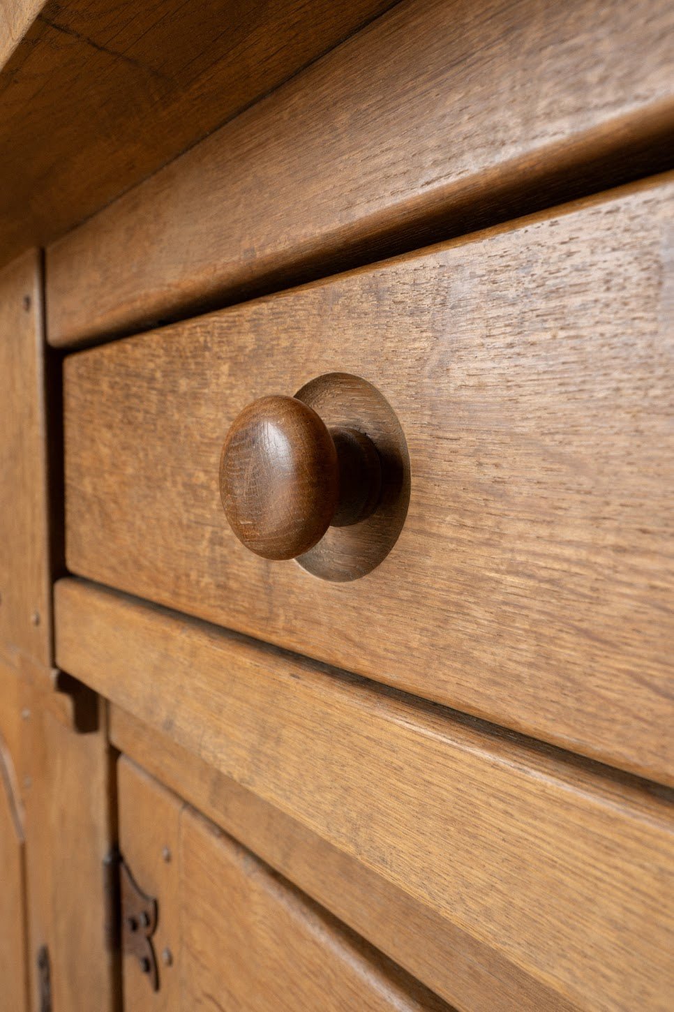 1930s XL French Oak Sideboard | Antique 4 Door Cabinet with Drawers - IDYLL MANOR