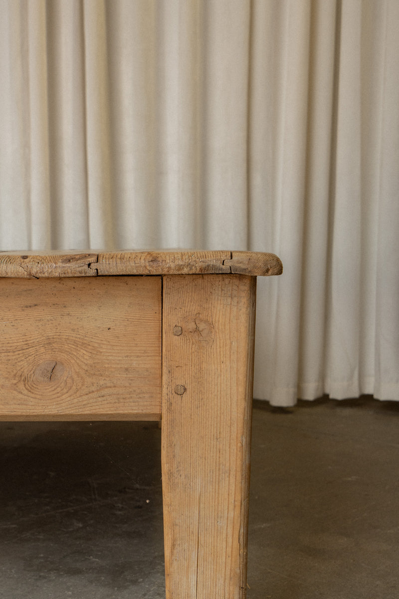 Large Victorian Pine Coffee Table | Square Antique Center Table - IDYLL MANOR