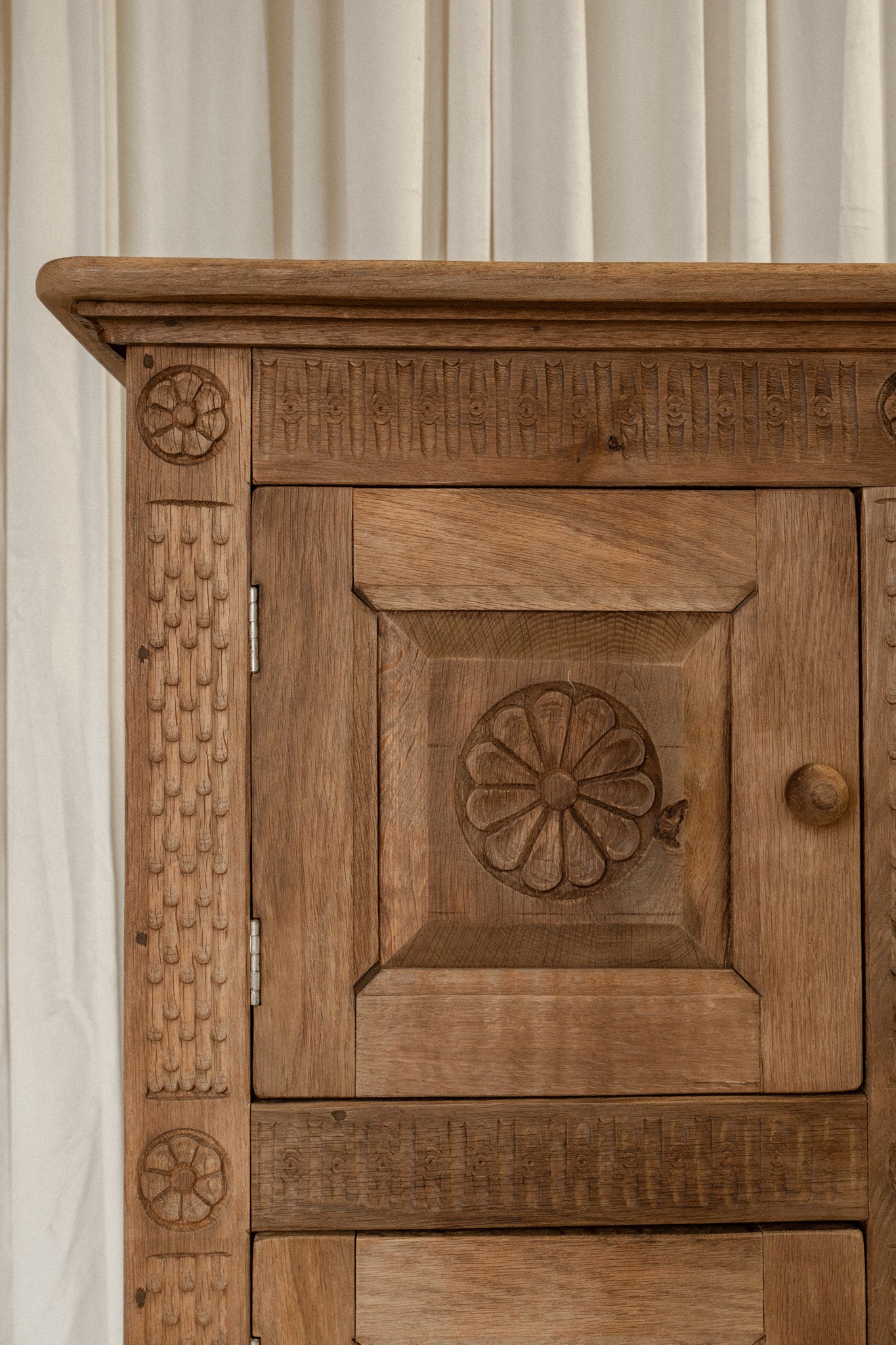 Spanish Oak Cupboard | Large 6 Door Carved Cabinet - IDYLL MANOR
