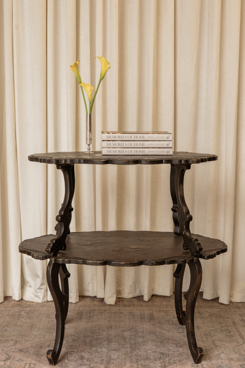 French Jappaned Chinoiserie Two Tier Tea Table - IDYLL MANOR