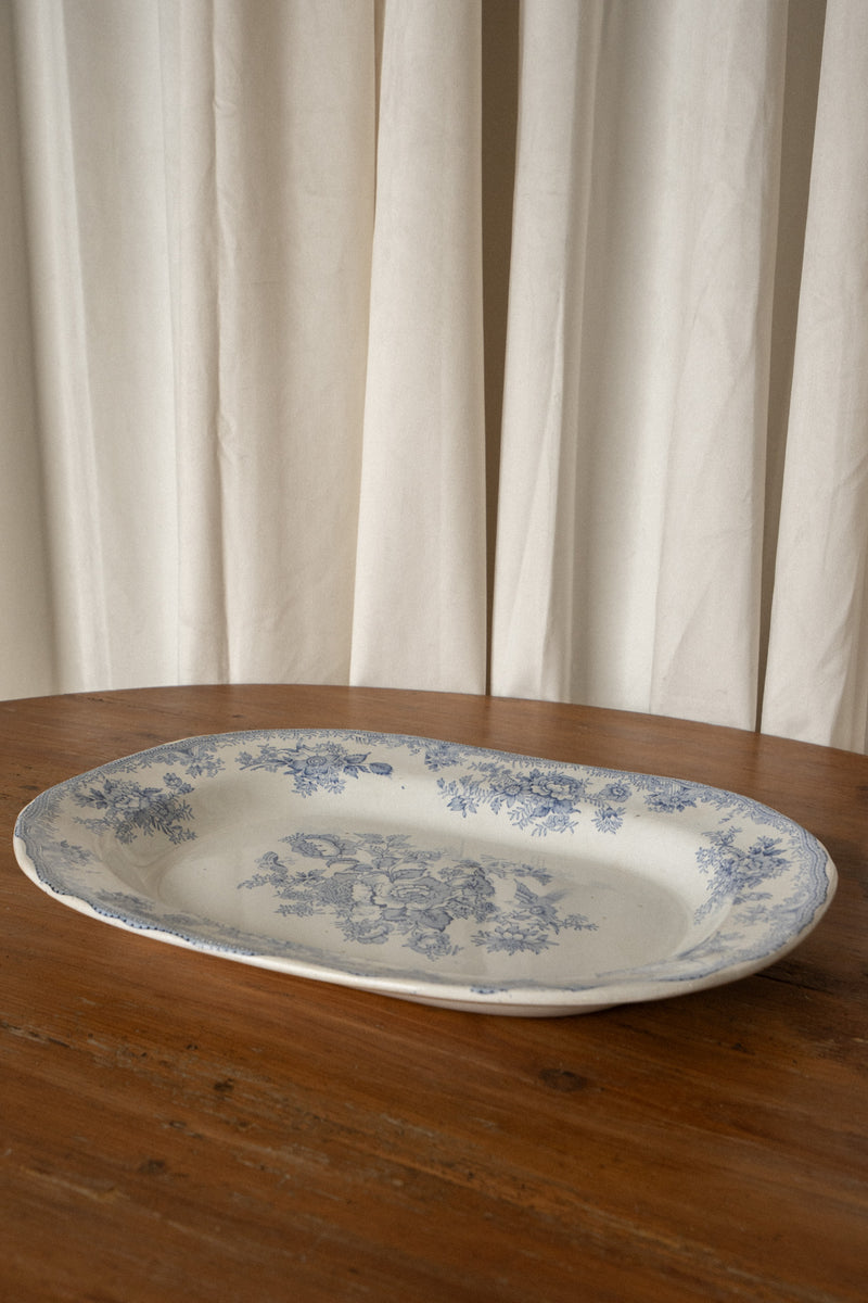 Victorian Blue & White Platter | “Pheasant” English Transferware - IDYLL MANOR
