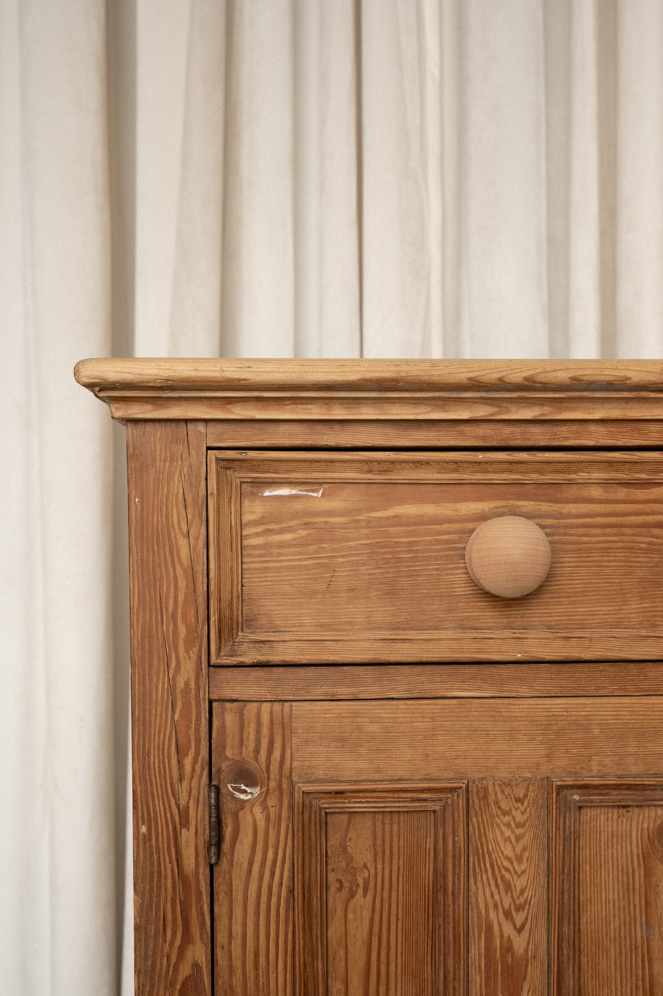 Antique Pine Sideboard | 3 Drawer 3 Door Cabinet with Plinth Base - IDYLL MANOR