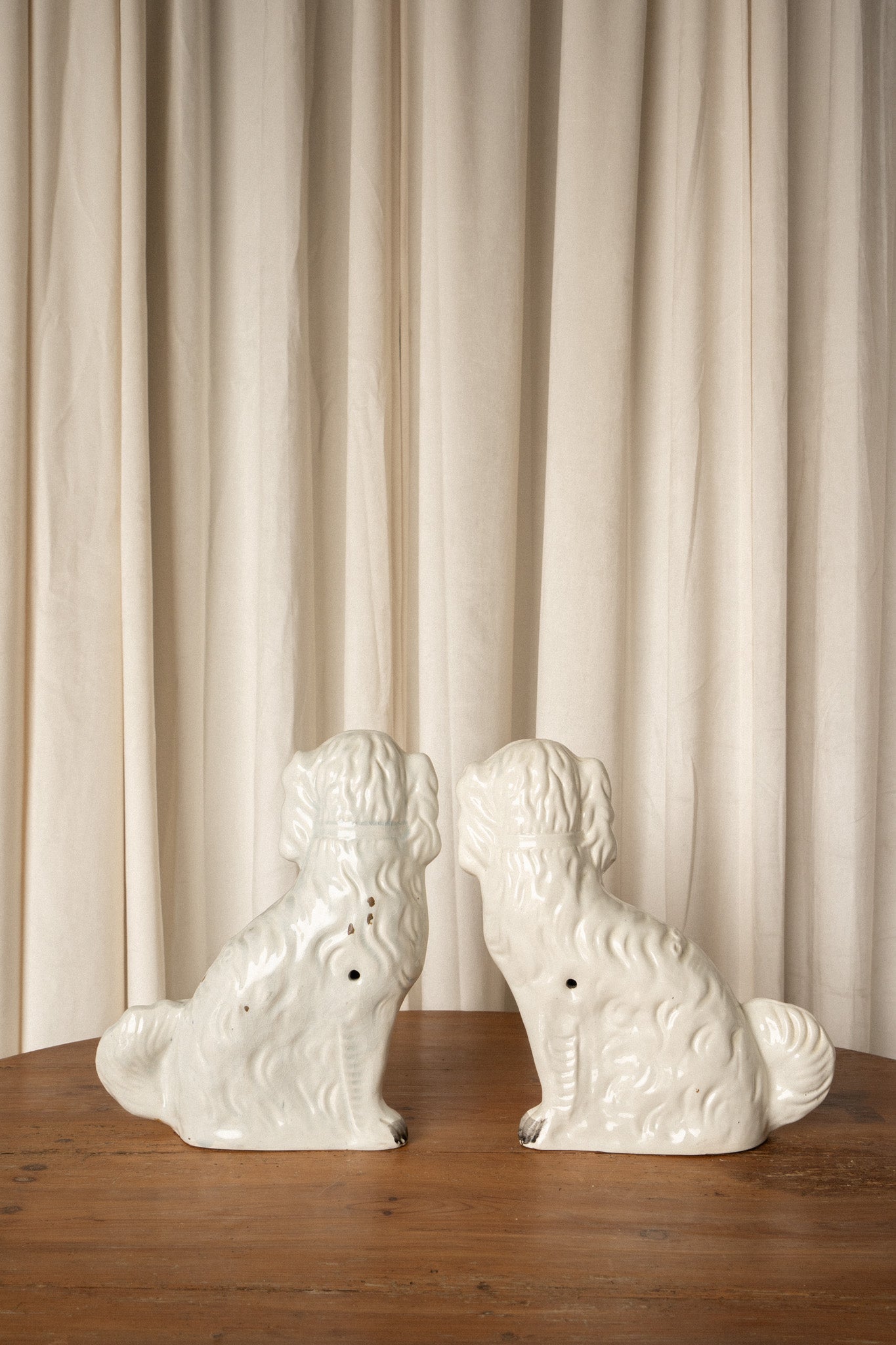 Large Staffordshire Dogs | Antique Mantel Spaniels (Set of 2) - IDYLL MANOR
