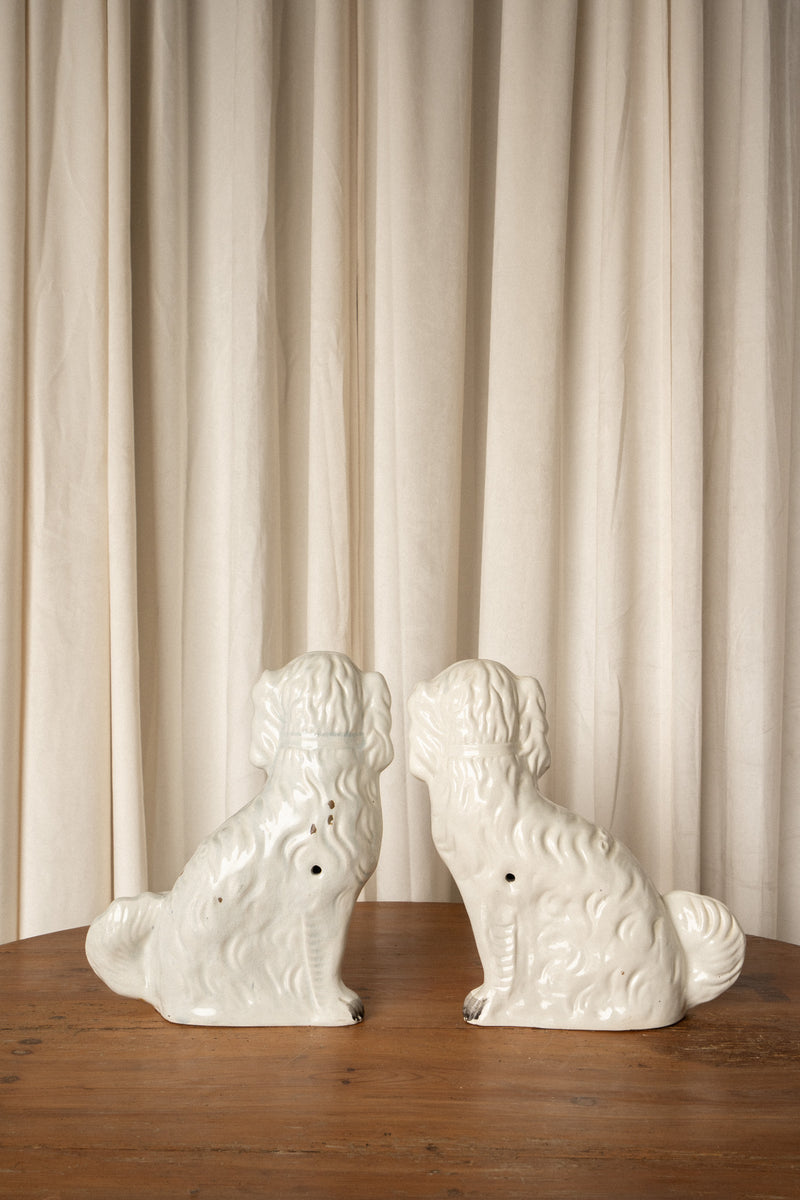 Large Staffordshire Dogs | Antique Mantel Spaniels (Set of 2) - IDYLL MANOR