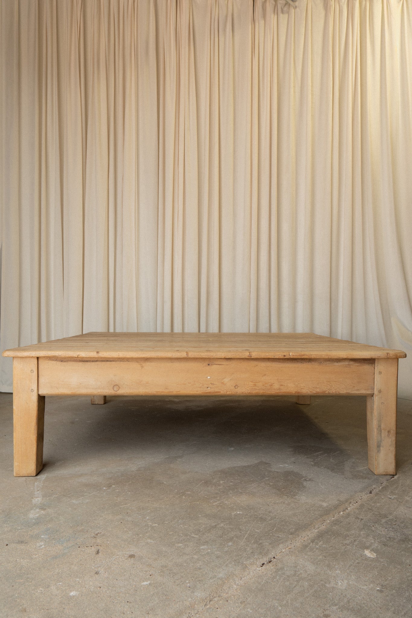 Large Victorian Pine Coffee Table | Square Antique Center Table - IDYLL MANOR