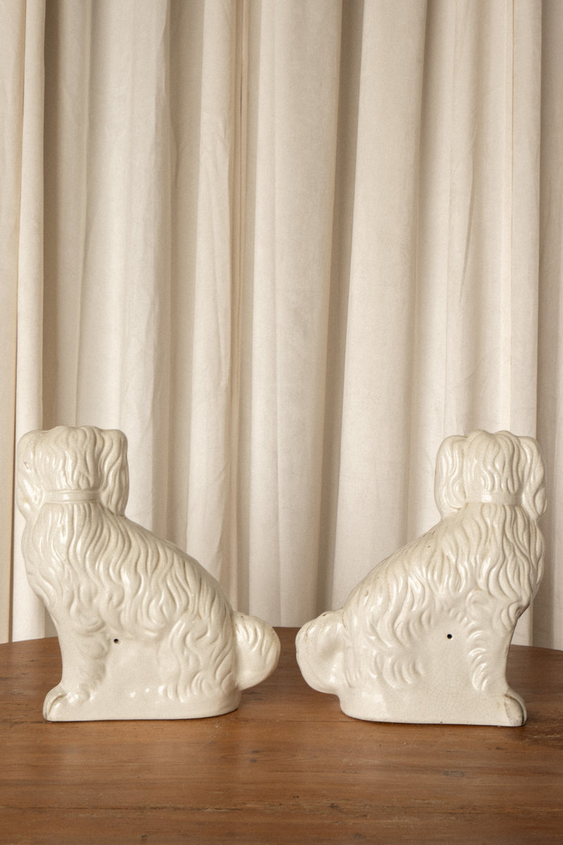 Large Staffordshire Dogs | Antique Mantel Spaniels (Set of 2) - IDYLL MANOR