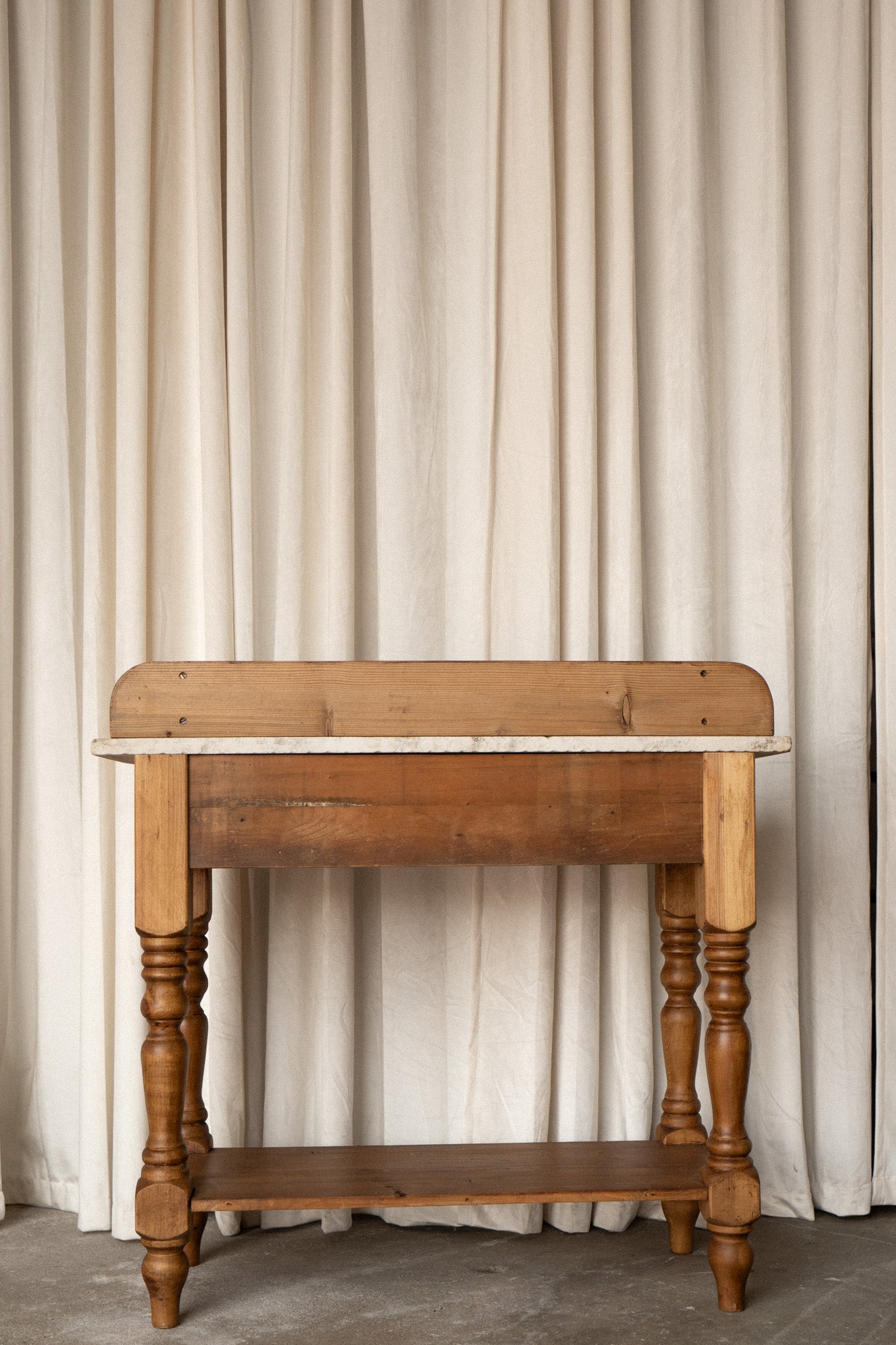 Victorian Pine Washstand with Marble Top | Antique Entryway Cabinet - IDYLL MANOR