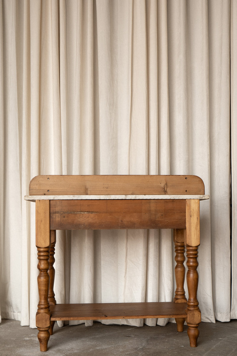 Victorian Pine Washstand with Marble Top | Antique Entryway Cabinet - IDYLL MANOR