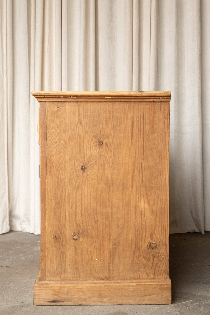 Antique Pine Sideboard | 3 Drawer 3 Door Cabinet with Plinth Base - IDYLL MANOR