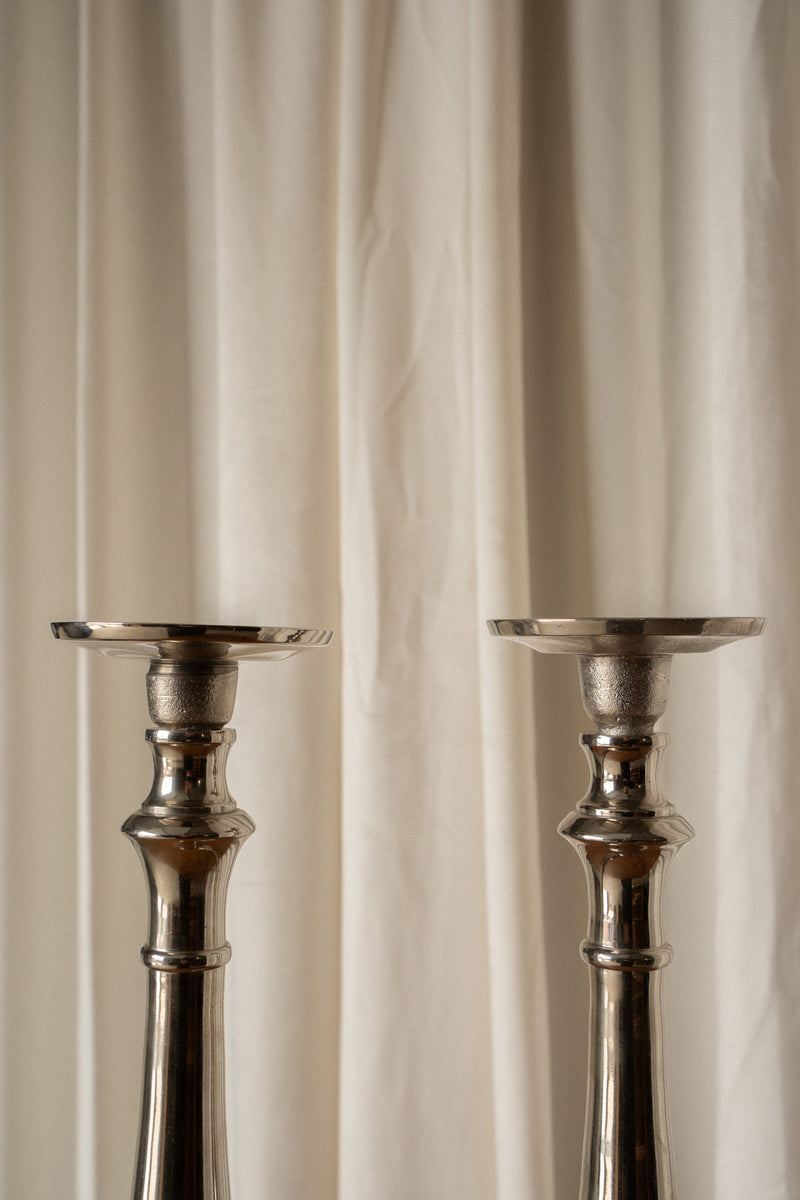 Tall Silver Candle Holder - IDYLL MANOR