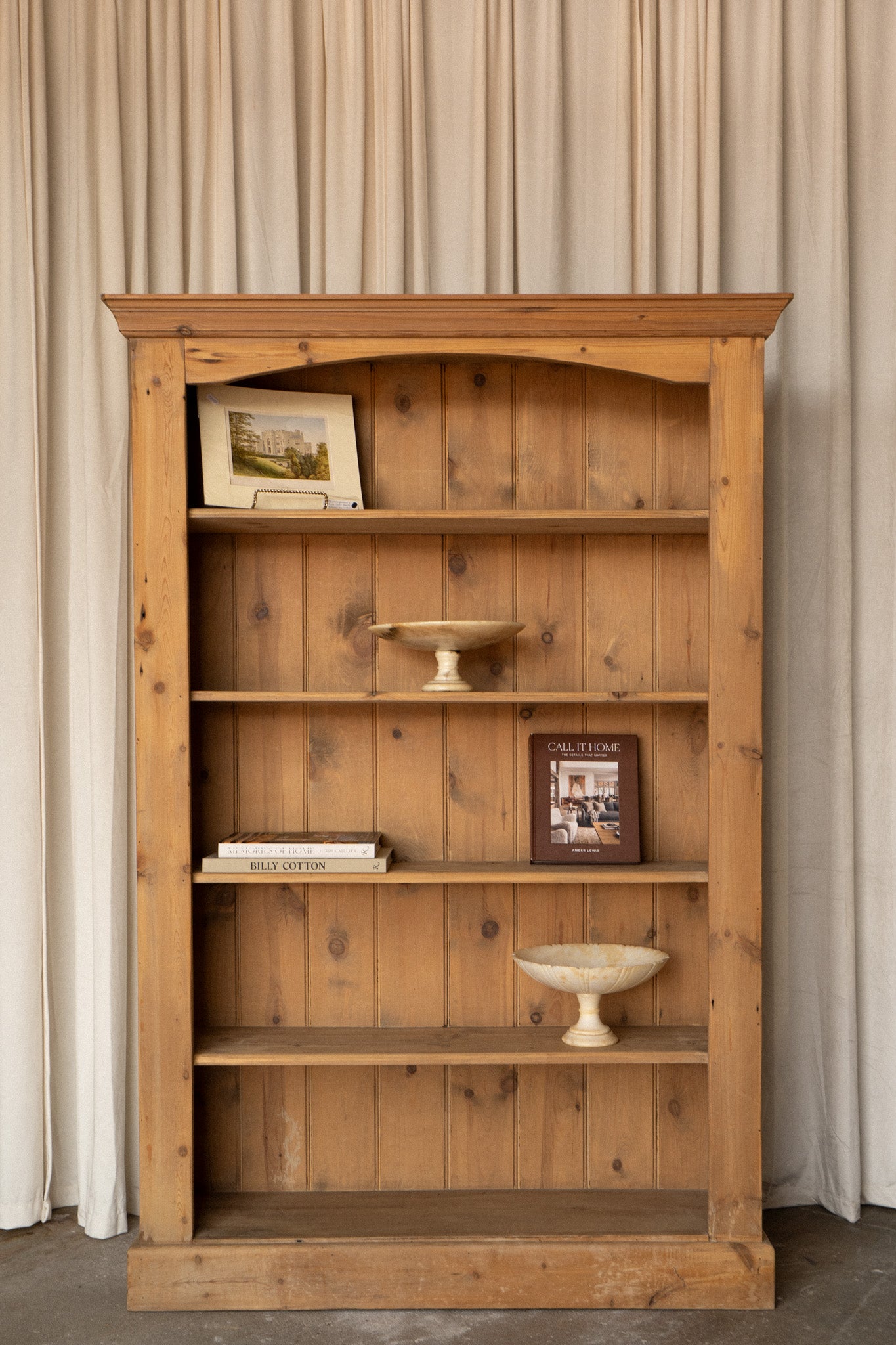 Solid Light Pine Bookcase | Open Shelving Cabinet - IDYLL MANOR
