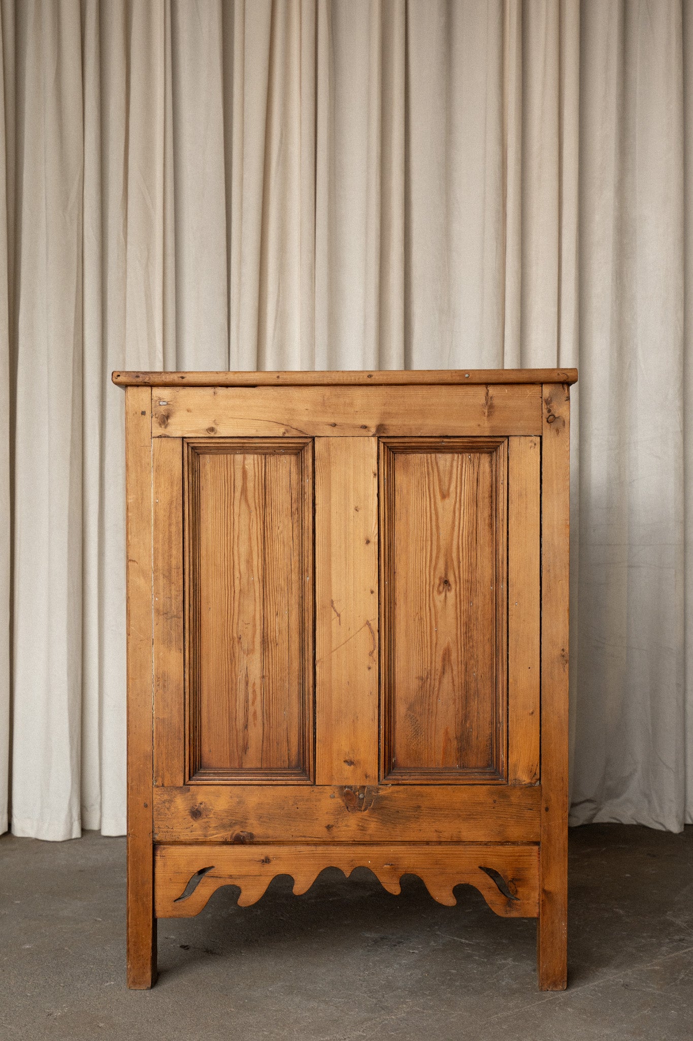 Tall Pine Kitchen Cupboard | Square Cabinet with Carved Detail - IDYLL MANOR