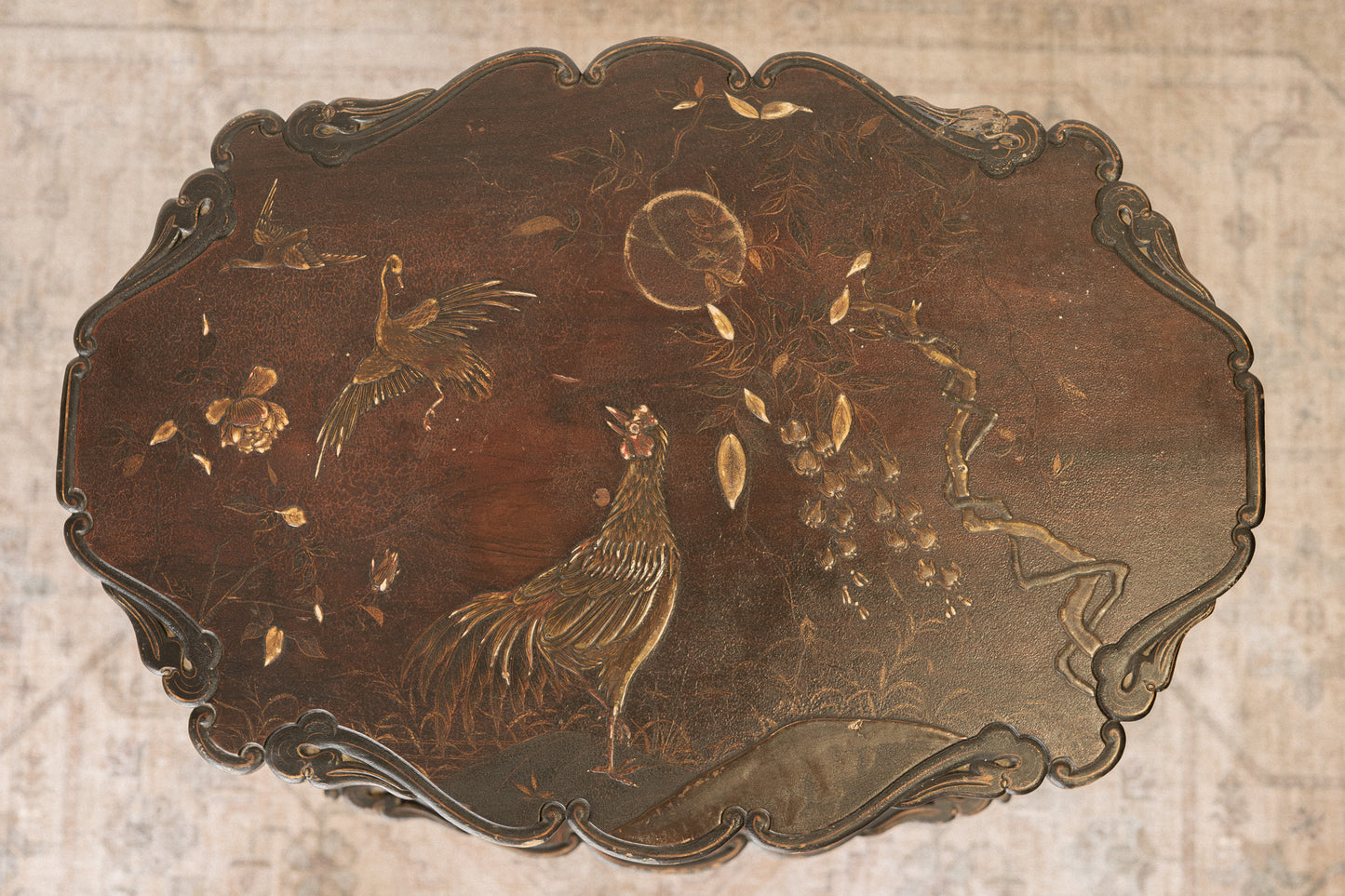 French Jappaned Chinoiserie Two Tier Tea Table - IDYLL MANOR